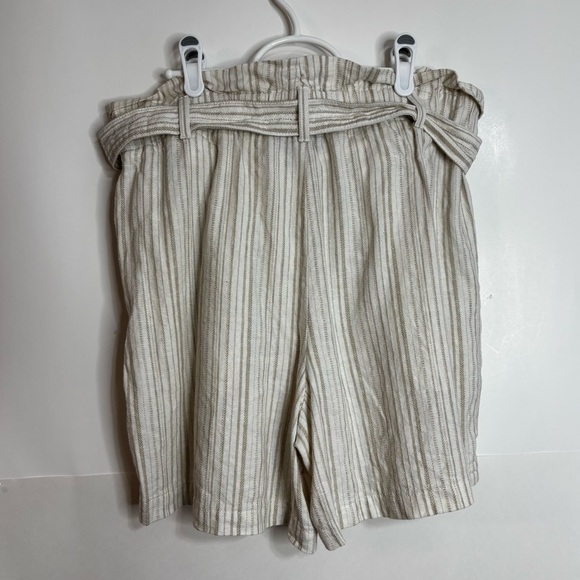 Banana Republic High Waist Beige Striped Shorts Women’s 8 Paper Bag Waist Tie - Picture 9 of 9